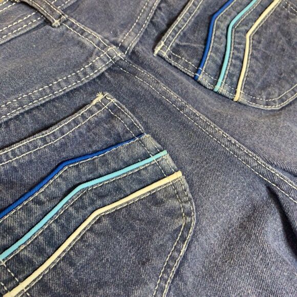 Vintage 80s Sanroy Kids Size 10 Denim Jeans High Waist Disco Fancy Pocket Unisex - Picture 4 of 6